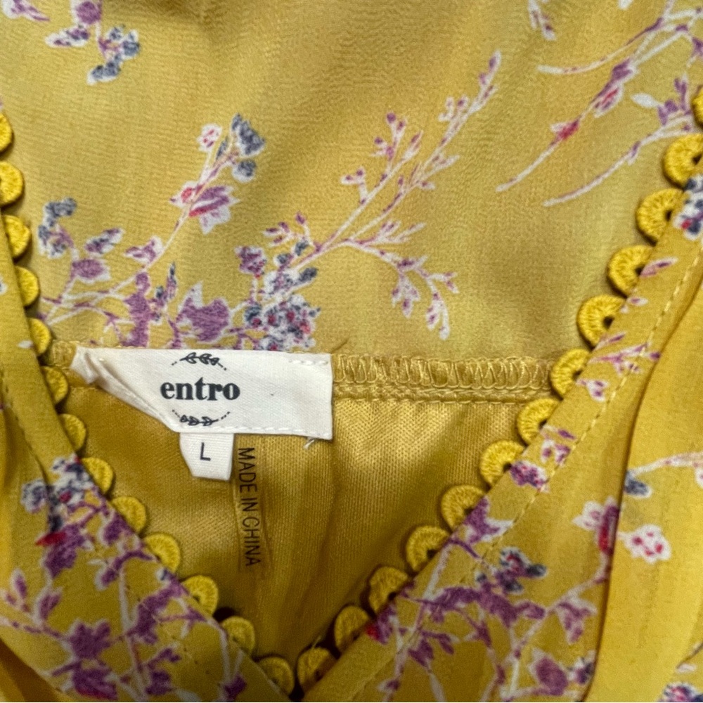 Entro Mustard Floral V-Neck Top - Picture 6 of 8